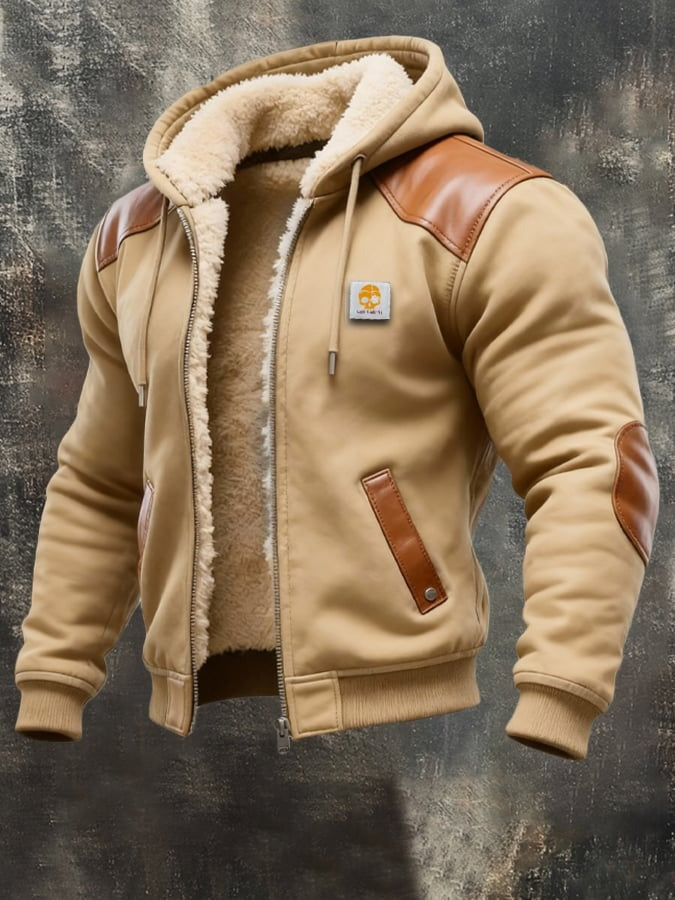 Vintage Hooded Suede and Leather Jacket