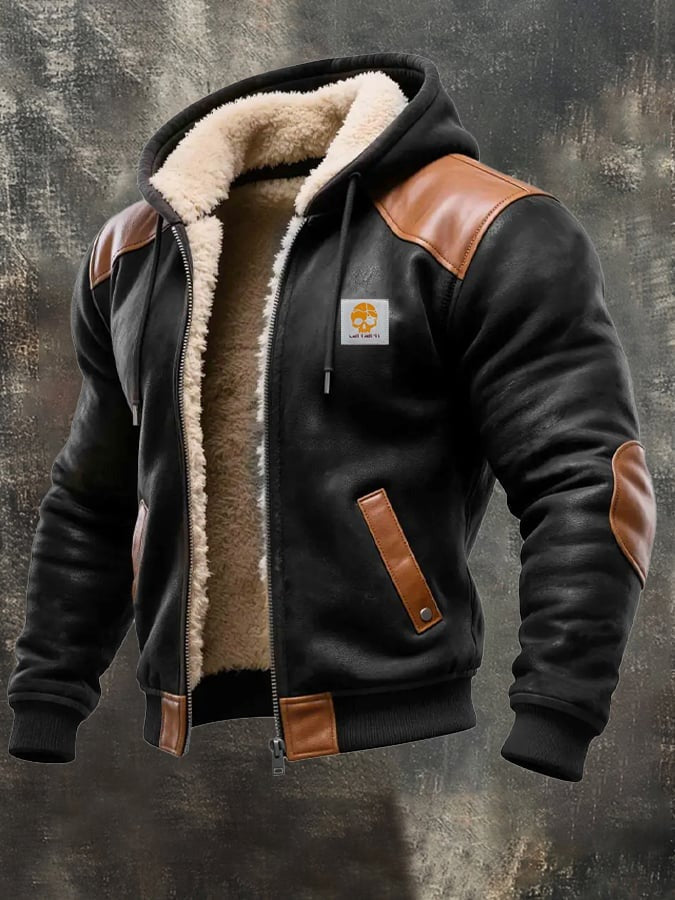 Vintage Hooded Suede and Leather Jacket