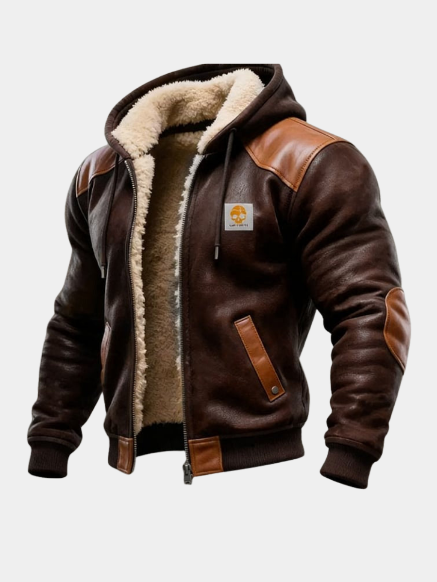 Vintage Hooded Suede and Leather Jacket