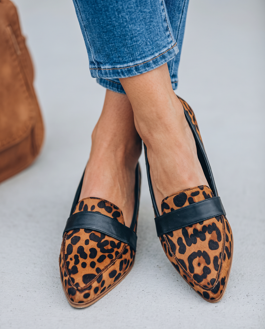 Pointed Moccasin with Strap Over the Instep